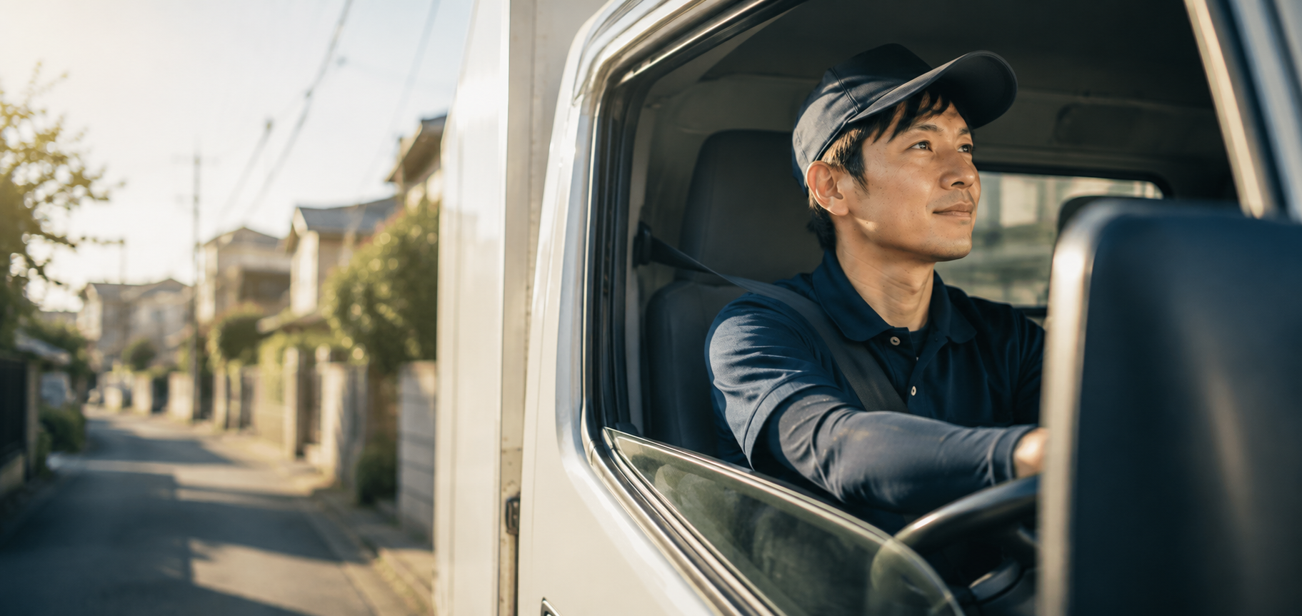 Winforceの不用品回収スタッフが車両を運転する様子